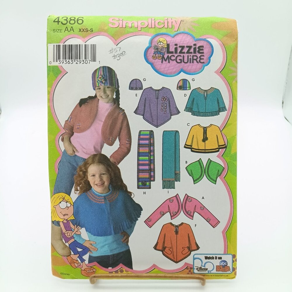 UNCUT Vintage Sewing PATTERN Simplicity 4386, Girls Lizzie McGuire 2005 Fleece